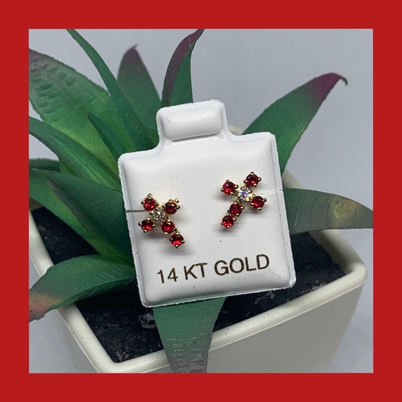 💥SALE💥 14k Gold Cross Earrings ♥️✨ - Picture 3 of 5